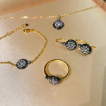 “Wealth & Fortune” Full - Pave Black Gold Coin Bracelet - floysun