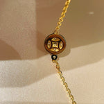 “Wealth & Fortune” Full - Pave Black Gold Coin Bracelet - floysun