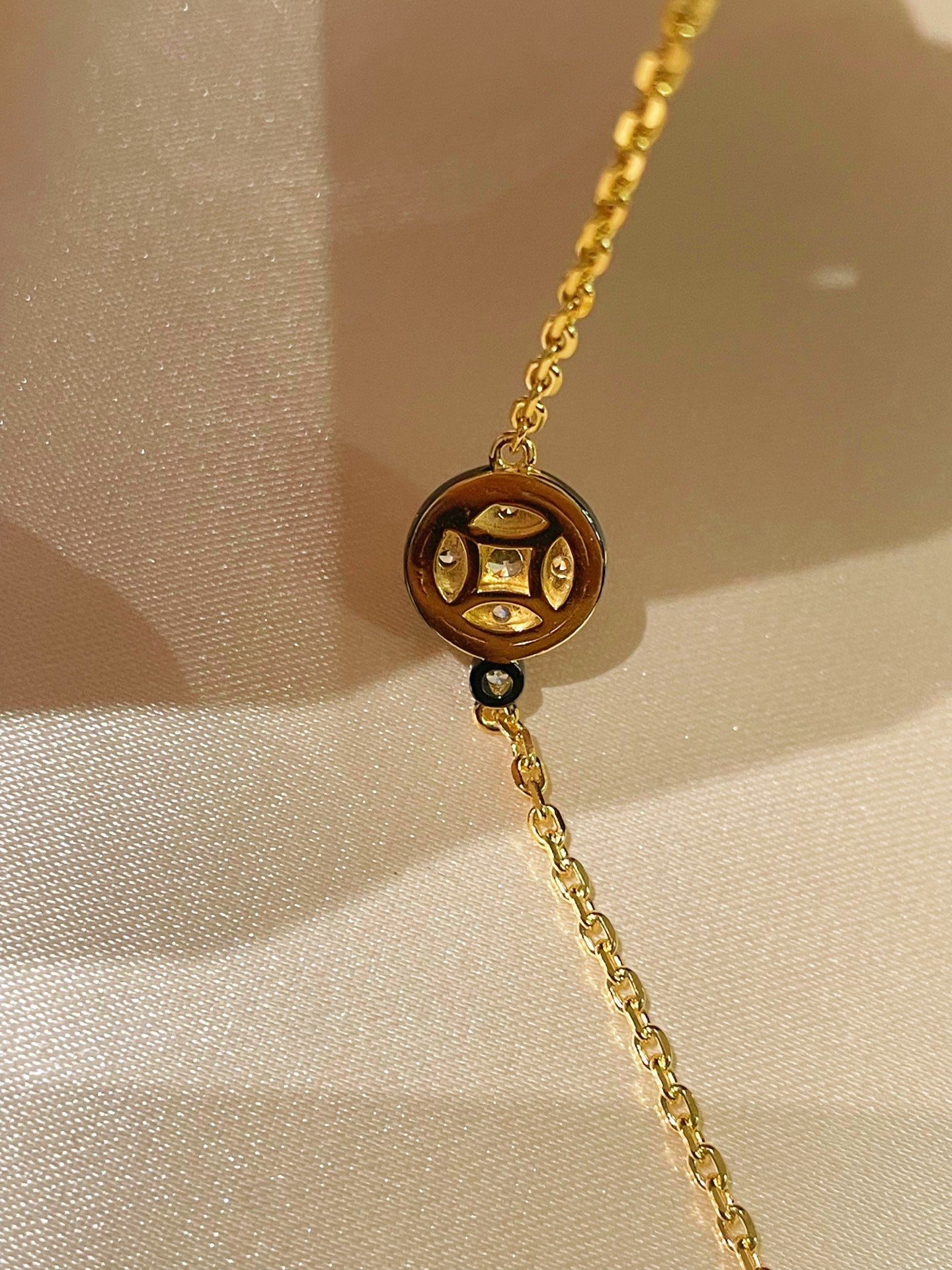 “Wealth & Fortune” Full - Pave Black Gold Coin Bracelet - floysun