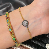 “Wealth & Fortune” Full - Pave Black Gold Coin Bracelet - floysun