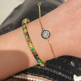 “Wealth & Fortune” Full - Pave Black Gold Coin Bracelet - floysun