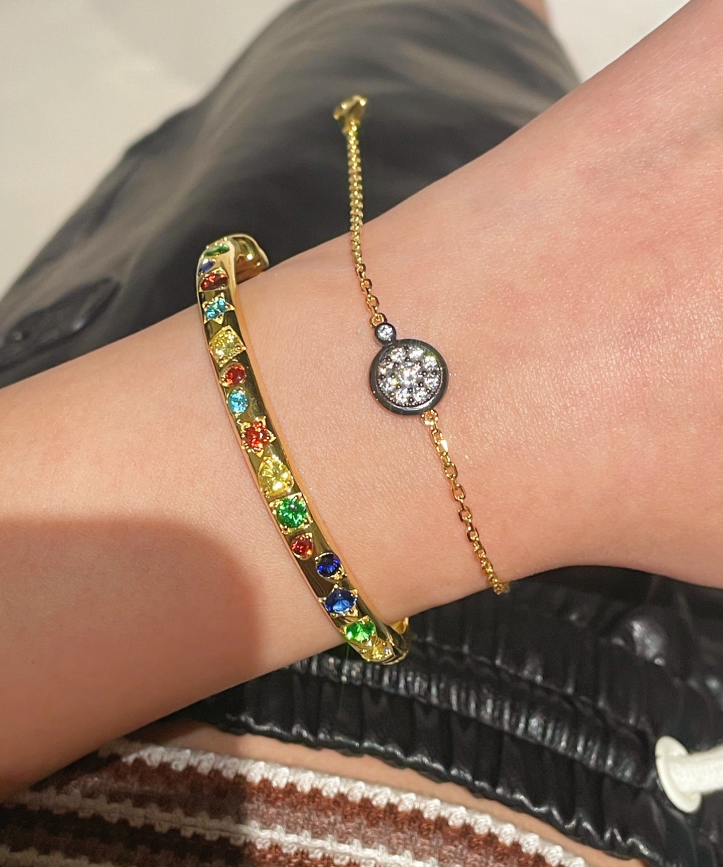 “Wealth & Fortune” Full - Pave Black Gold Coin Bracelet - floysun