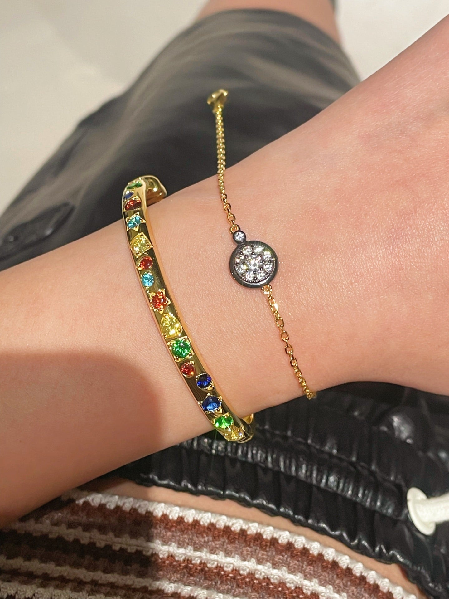 “Wealth & Fortune” Full - Pave Black Gold Coin Bracelet - floysun