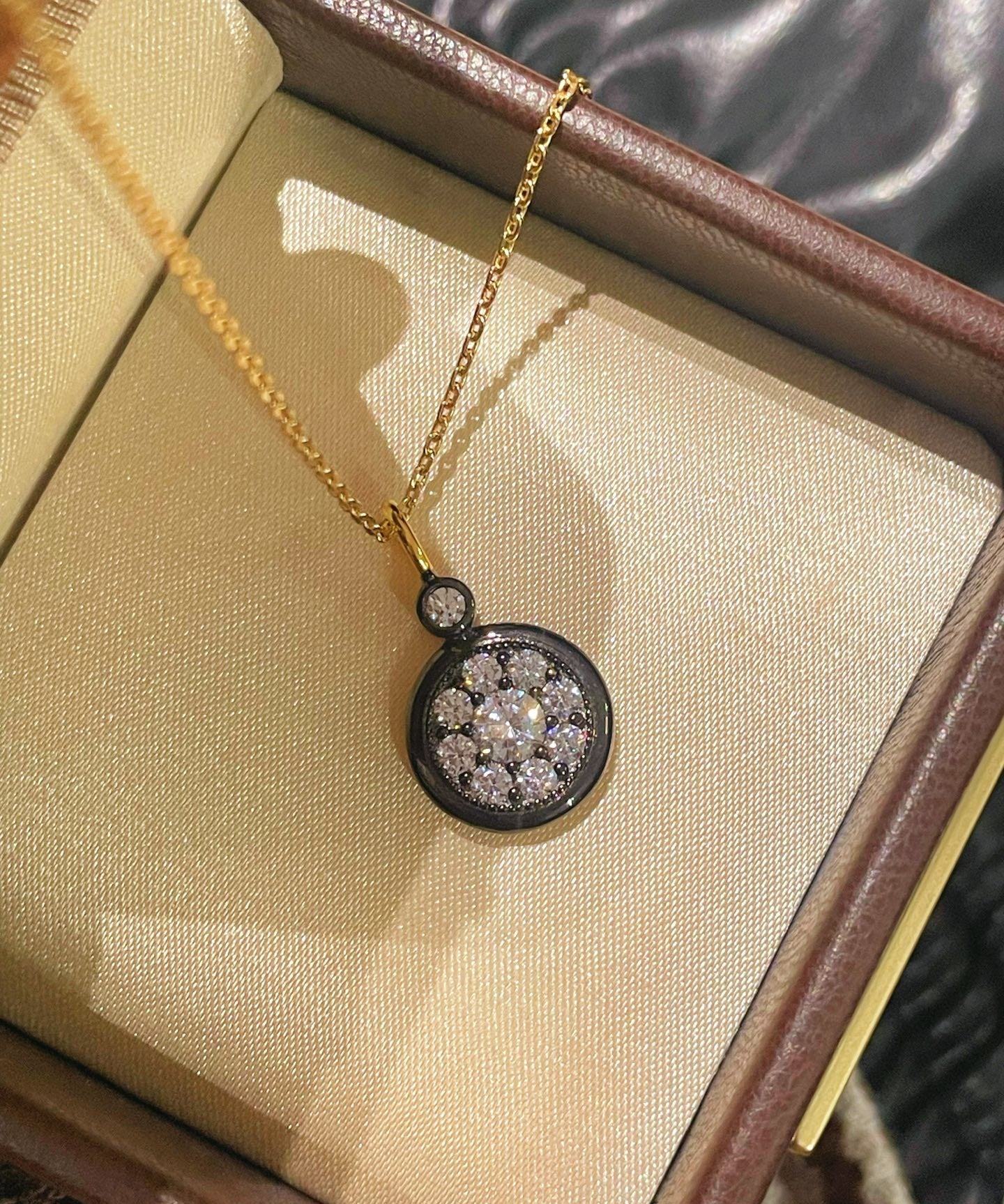 “Wealth & Prosperity” Full - Pave Black Gold Coin Pendant Necklace - floysun