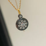 “Wealth & Prosperity” Full - Pave Black Gold Coin Pendant Necklace - floysun