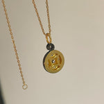 “Wealth & Prosperity” Full - Pave Black Gold Coin Pendant Necklace - floysun