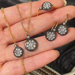 “Wealth & Prosperity” Full - Pave Black Gold Coin Pendant Necklace - floysun