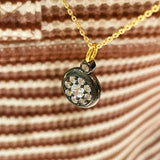 “Wealth & Prosperity” Full - Pave Black Gold Coin Pendant Necklace - floysun