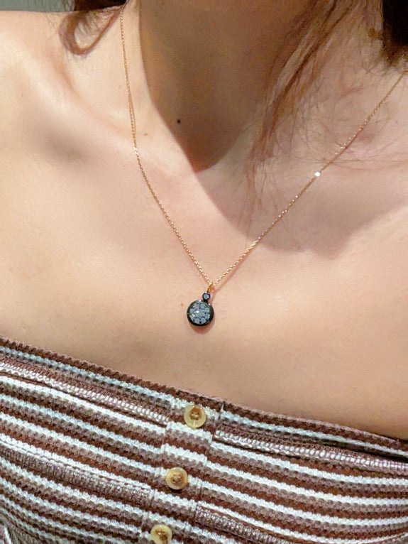 “Wealth & Prosperity” Full - Pave Black Gold Coin Pendant Necklace - floysun