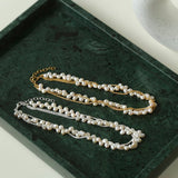 Wheat Chain & Freshwater Pearl Collar Necklace - floysun