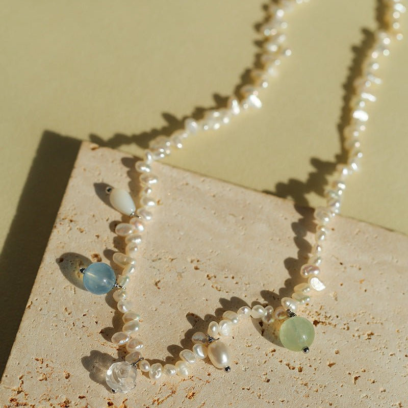Whimsical Baroque Pearl Charm Necklace - floysun