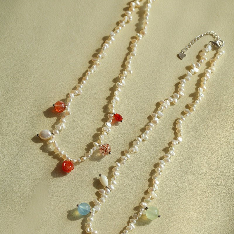 Whimsical Baroque Pearl Charm Necklace - floysun