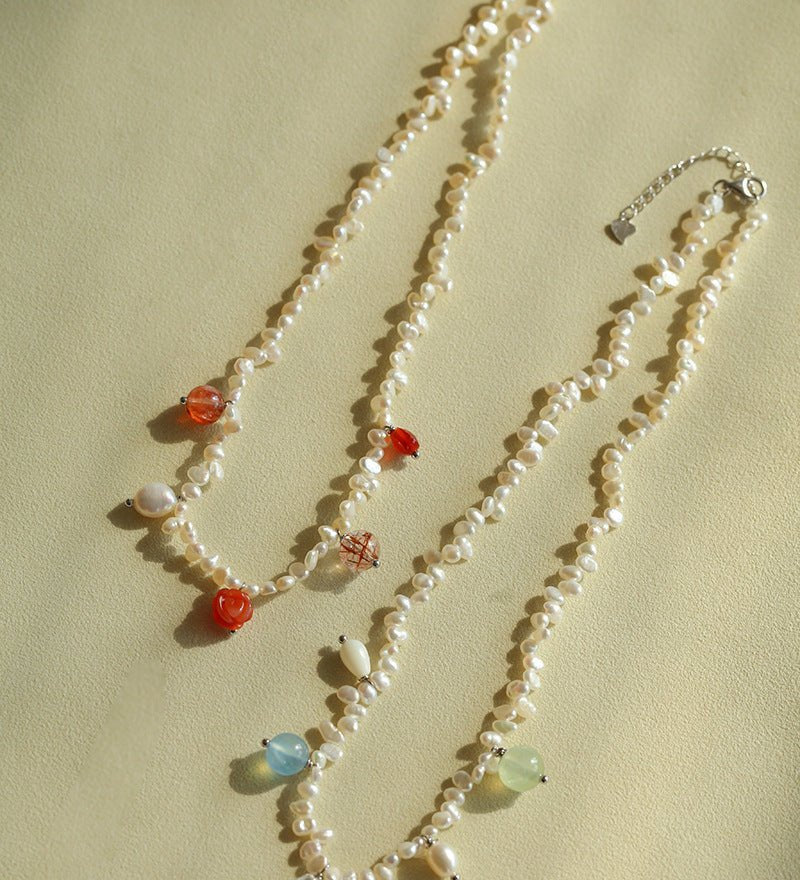Whimsical Baroque Pearl Charm Necklace - floysun