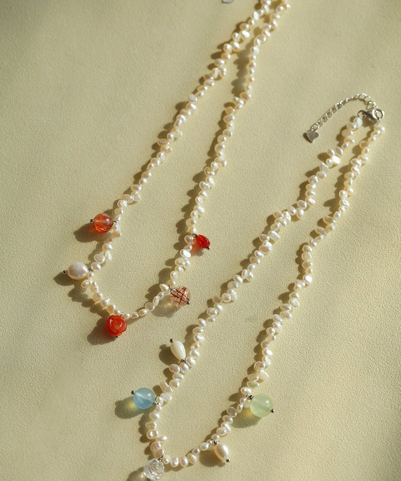 Whimsical Baroque Pearl Charm Necklace - floysun