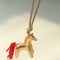 Whimsical Pony Charm Necklace – Adjustable Woven Cord with Glass Bead Tail - floysun