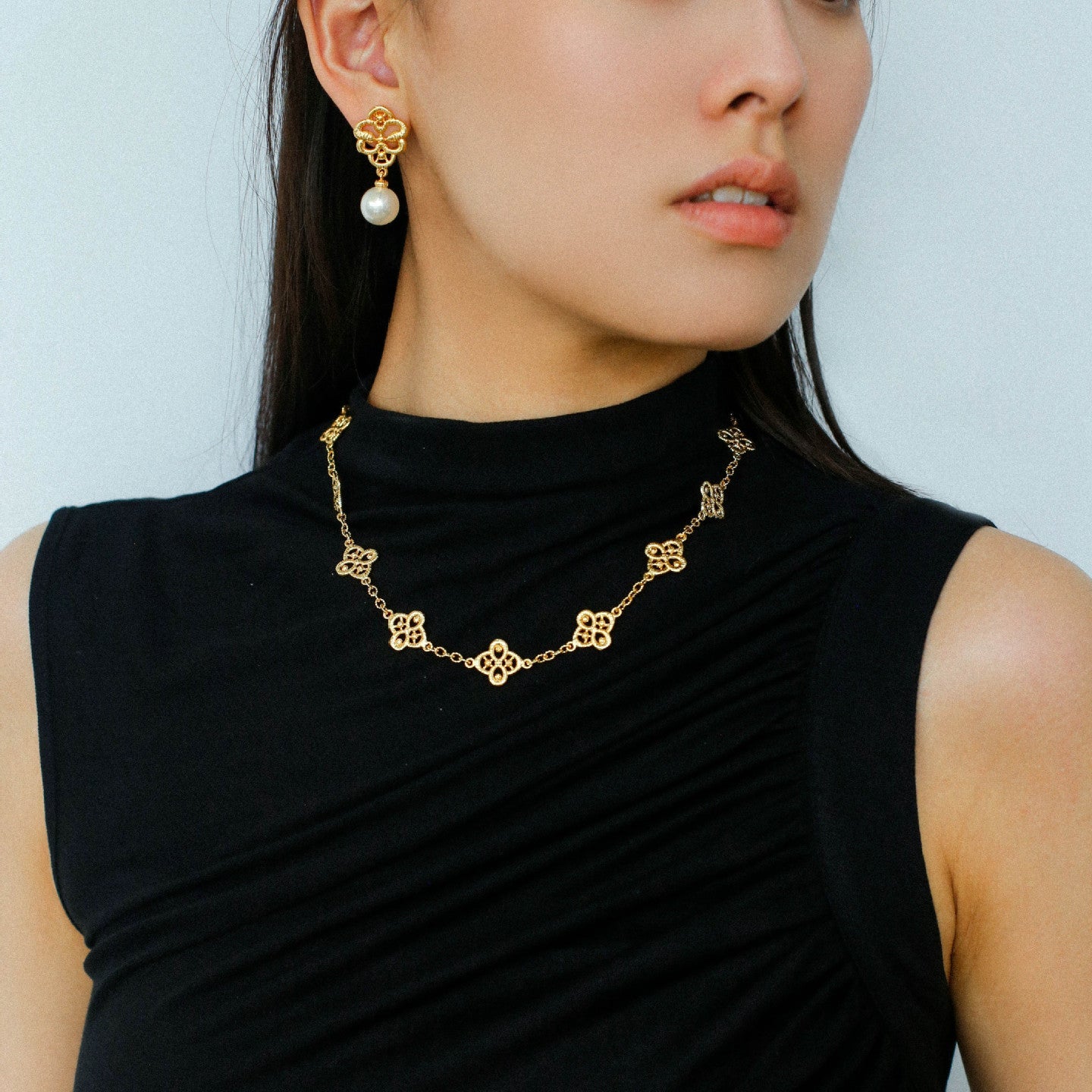Whisper of Lace Bridal Pearl Earrings - Gold - floysun