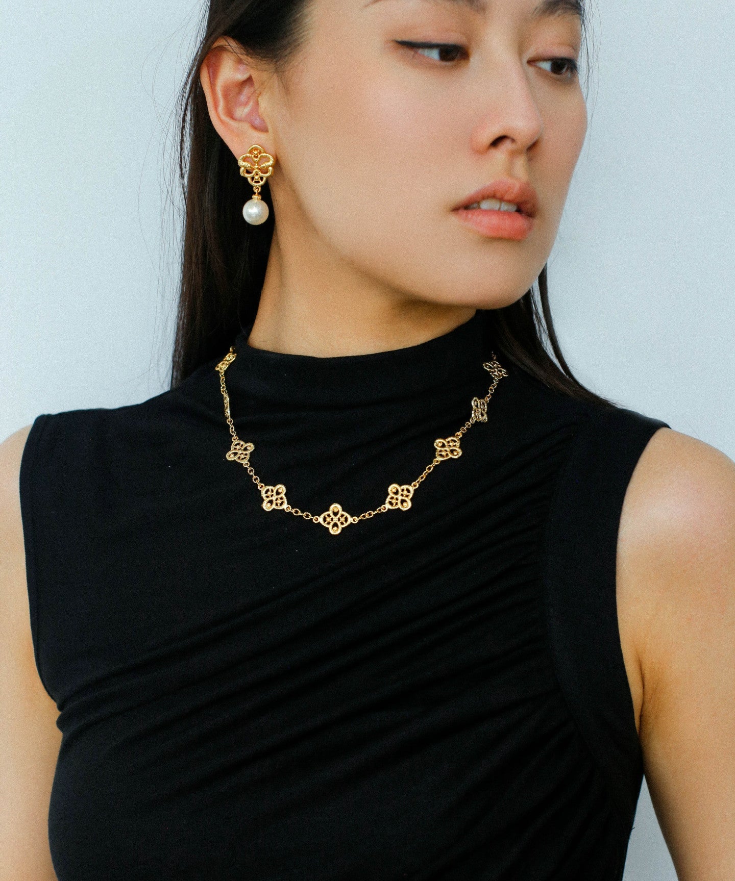 Whisper of Lace Bridal Pearl Earrings - Gold - floysun
