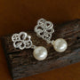 Whisper of Lace Bridal Pearl Earrings - Silver - floysun