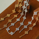 Whisper of Lace Embroidered Floral Necklace - Gold - floysun
