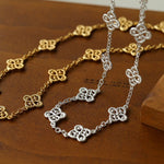 Whisper of Lace Embroidered Floral Necklace - Gold - floysun