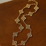 Whisper of Lace Embroidered Floral Necklace - Gold - floysun
