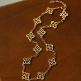 Whisper of Lace Embroidered Floral Necklace - Gold - floysun