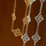 Whisper of Lace Embroidered Floral Necklace - Gold - floysun