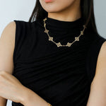Whisper of Lace Embroidered Floral Necklace - Gold - floysun