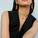 Whisper of Lace Embroidered Floral Necklace - Gold - floysun