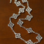 Whisper of Lace Embroidered Floral Necklace - Silver - floysun