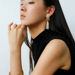 Whisper of Lace Wide Embroidered Cuff Bracelet - Gold - floysun