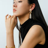 Whisper of Lace Wide Embroidered Cuff Bracelet - Gold - floysun