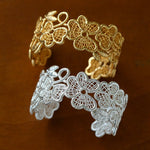 Whisper of Lace Wide Embroidered Cuff Bracelet - Gold - floysun