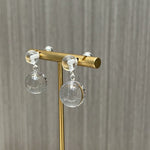 White Crystal Double Ball Earrings - floysun