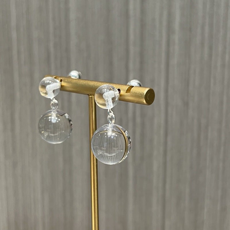 White Crystal Double Ball Earrings - floysun