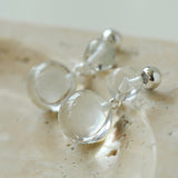 White Crystal Double Ball Earrings - floysun