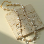 White Crystal Spliced Pearl Necklace - floysun