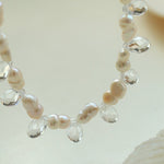 White Crystal Spliced Pearl Necklace - floysun