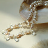 White Crystal Spliced Pearl Necklace - floysun