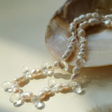 White Crystal Spliced Pearl Necklace - floysun