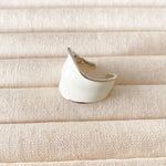 White Enamel Scroll Leaf Wide Open Ring - floysun