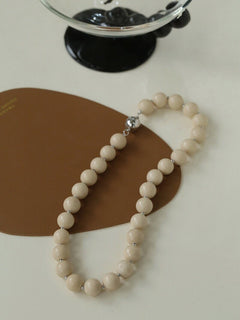 White Fossil Beaded Necklace - floysun