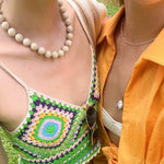 White Fossil Beaded Necklace - floysun
