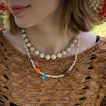 White Fossil Beaded Necklace - floysun