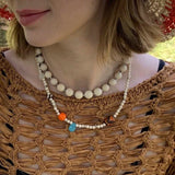 White Fossil Beaded Necklace - floysun