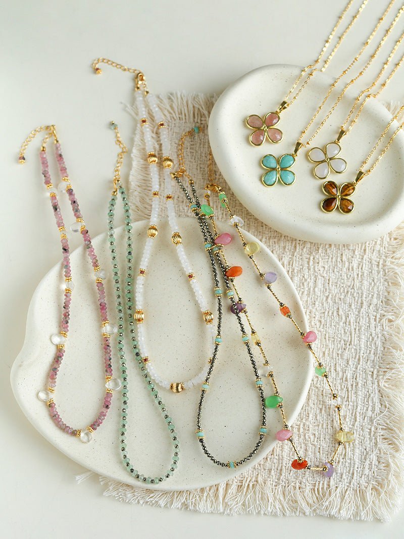 White Jade Beaded Necklace - floysun
