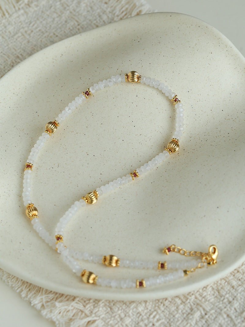 White Jade Beaded Necklace - floysun