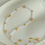 White Jade Beaded Necklace - floysun