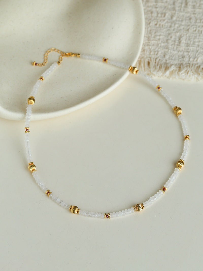 White Jade Beaded Necklace - floysun