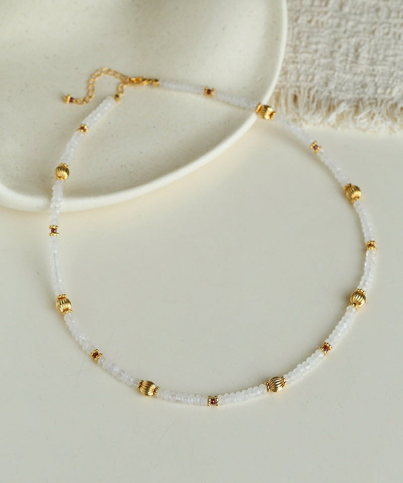 White Jade Beaded Necklace - floysun